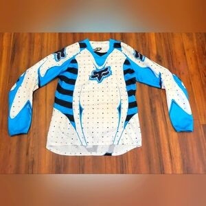 Fox Men's Blue and White Motocross Dirt Bike Racing Jersey